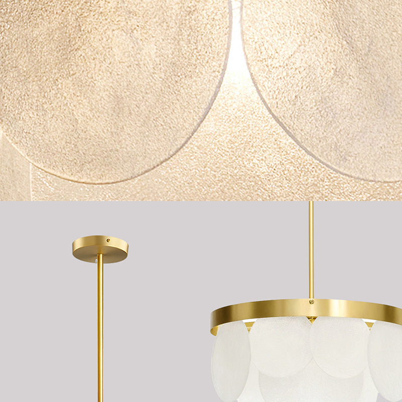 Golden Round Ceiling Pendant Chandelier - Wide 18/23.5/31.5 Modern Style With 4 Frosted Glass Lights