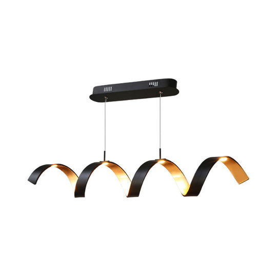 Stylish Black And Gold Twisted Ceiling Lamp Contemporary Single-Light Acrylic Chandelier Pendant For