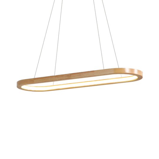 Nordic Wooden Chandelier Led Pendant Light - Wide Oval Design Ideal For Dining Room Décor