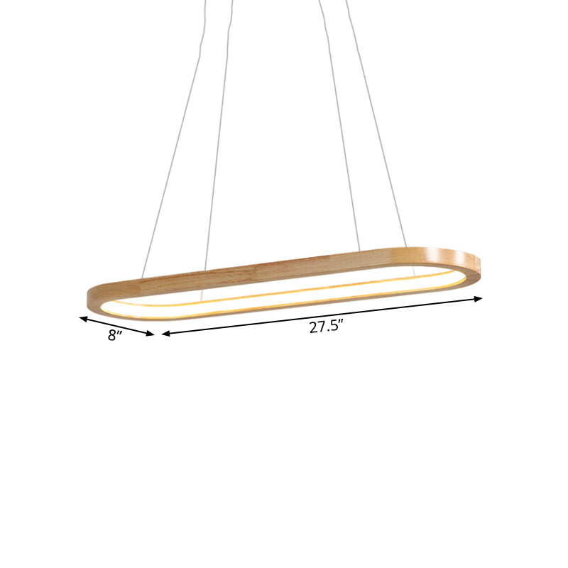 Nordic Wooden Chandelier Led Pendant Light - Wide Oval Design Ideal For Dining Room Décor