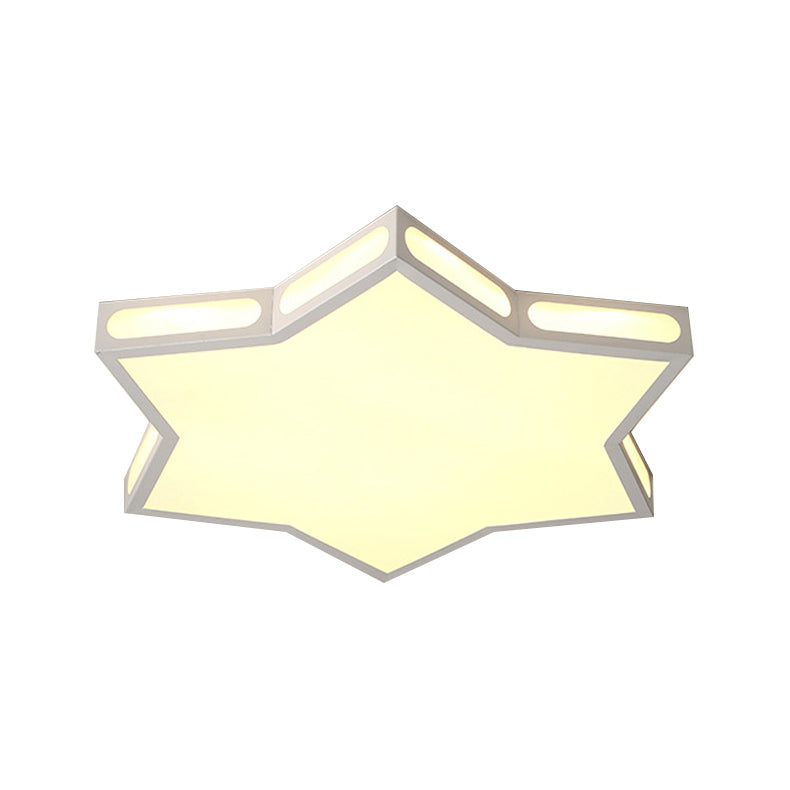 Modern White Hexagonal Star Flush Mount Ceiling Light For Living Room - Acrylic