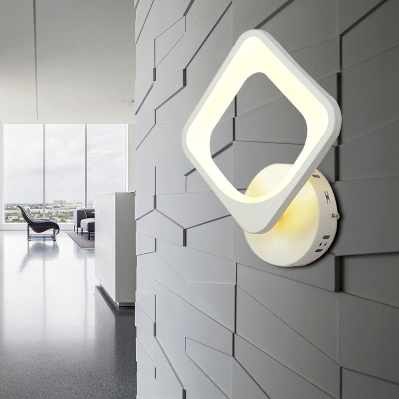 Minimalist White Square Wall Light: Acrylic Sconce Led Lighting For Stair Corridor