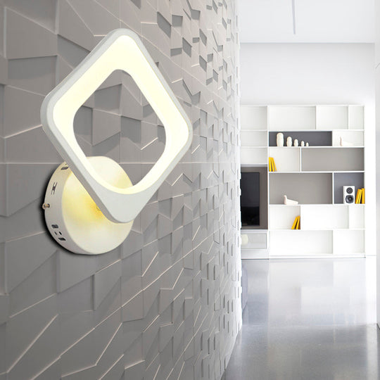 Minimalist White Square Wall Light: Acrylic Sconce Led Lighting For Stair Corridor