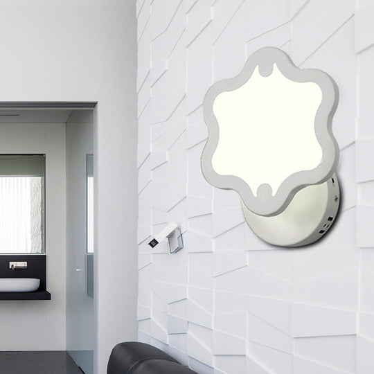 Modern Acrylic Wall Sconce Light - Blossom Hotel Corridor In White Finish