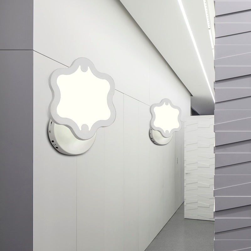 Modern Acrylic Wall Sconce Light - Blossom Hotel Corridor In White Finish