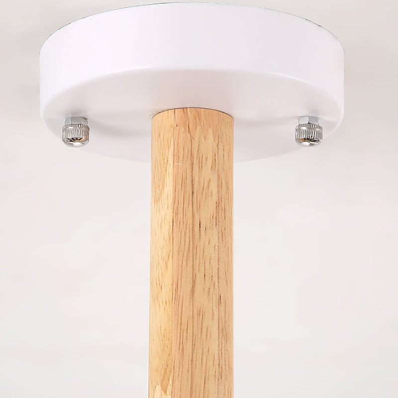 Nordic Modern Hanging Light - Cylinder Shade For Boys Bedroom Chandelier Metal & Wood Design