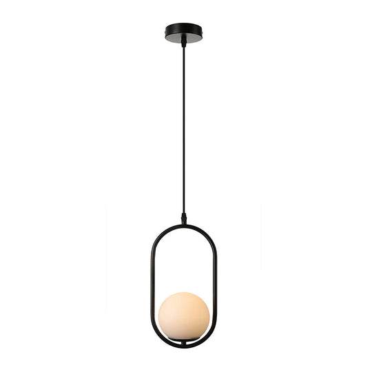 Modern White Glass Globe Pendant Lighting: 1/2 Lights Black/Gold Hanging Ceiling Lamp For Bedroom