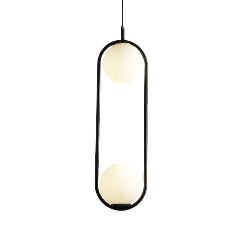 Modern Globe Pendant Light  White Glass  Black/Gold Hanging Ceiling Lamp for Bedroom