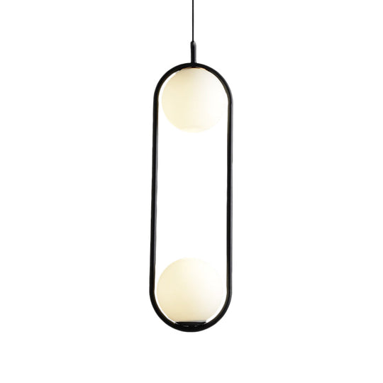 Modern White Glass Globe Pendant Lighting: 1/2 Lights Black/Gold Hanging Ceiling Lamp For Bedroom