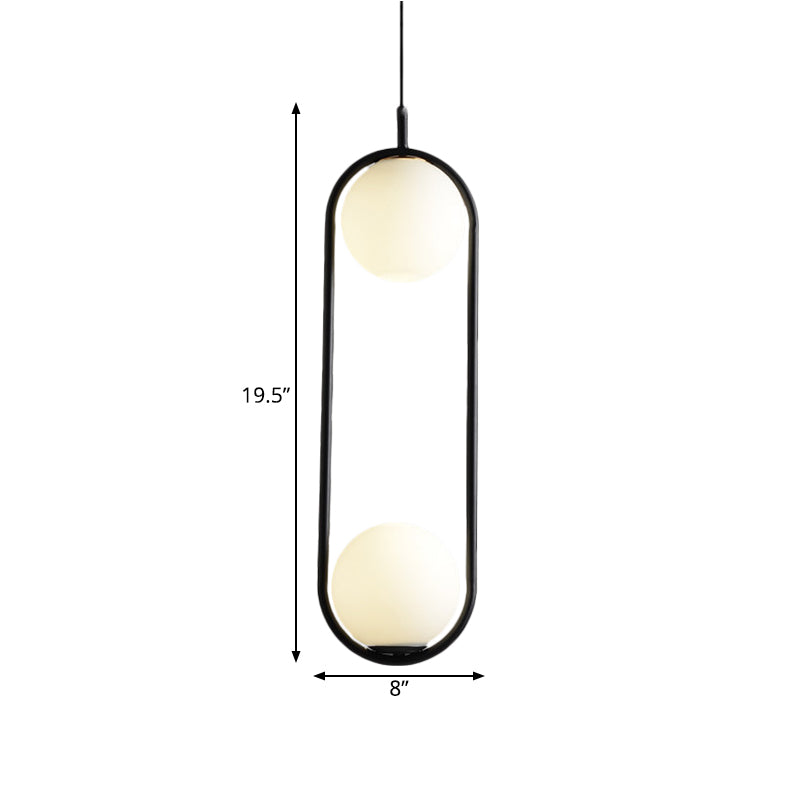 Modern Globe Pendant Light White Glass Black/Gold Hanging Ceiling Lamp For Bedroom Lighting