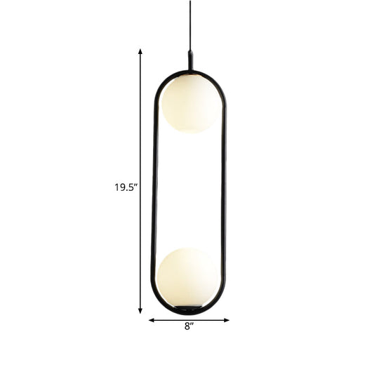 Modern White Glass Globe Pendant Lighting: 1/2 Lights Black/Gold Hanging Ceiling Lamp For Bedroom