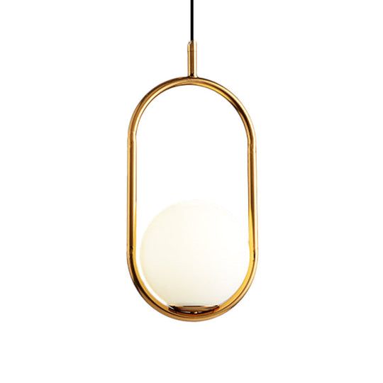 Modern Globe Pendant Light  White Glass  Black/Gold Hanging Ceiling Lamp for Bedroom