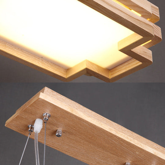 Wooden 5-Tier LED Pendant Light in Nordi Style for Tea Station - Beige