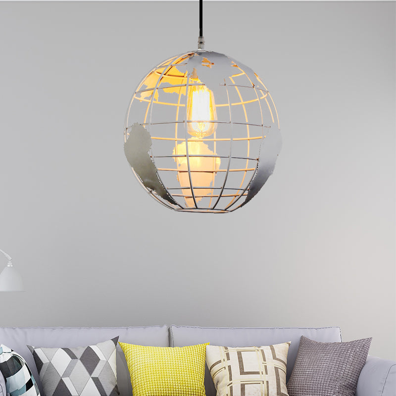 Modern Metal Globe Cage Pendant Light - Ideal For Restaurants White