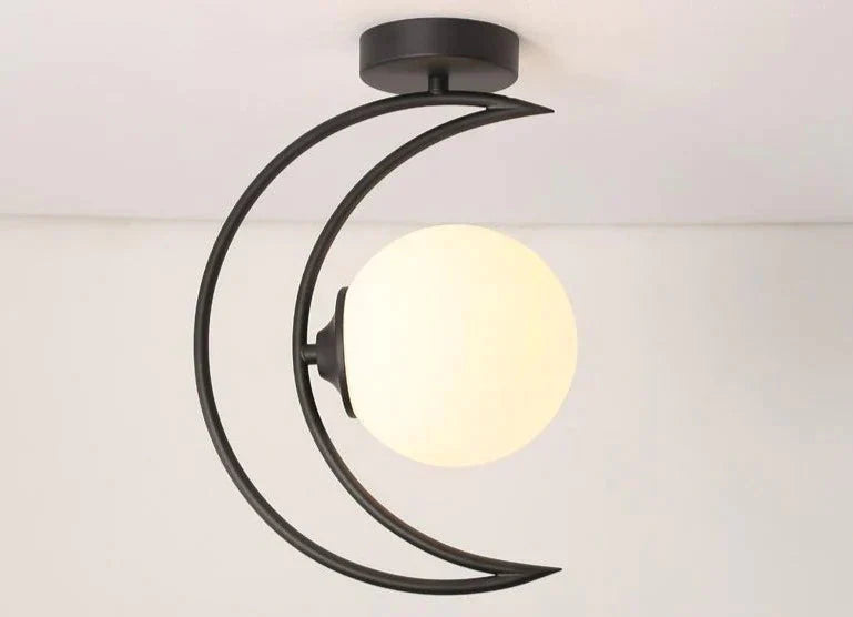 Nordic Corridor Golden Iron Moon Ceiling Black / White Light