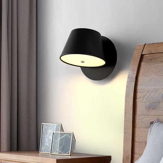 Modern Monochrome Trapezoid Wall Sconce - Stylish Rotatable Metal Lamp For Office Black