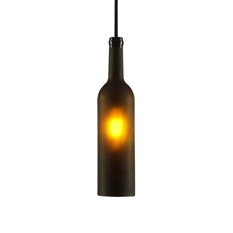 Vintage Industrial Hanging Pendant Light with Wine Bottle Shade - Glass Brown/Blue, 1 Light