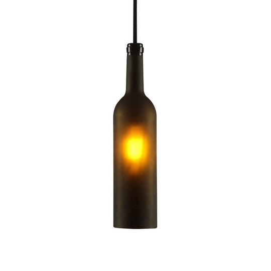 Vintage Industrial Hanging Pendant Light with Wine Bottle Shade - Glass Brown/Blue, 1 Light