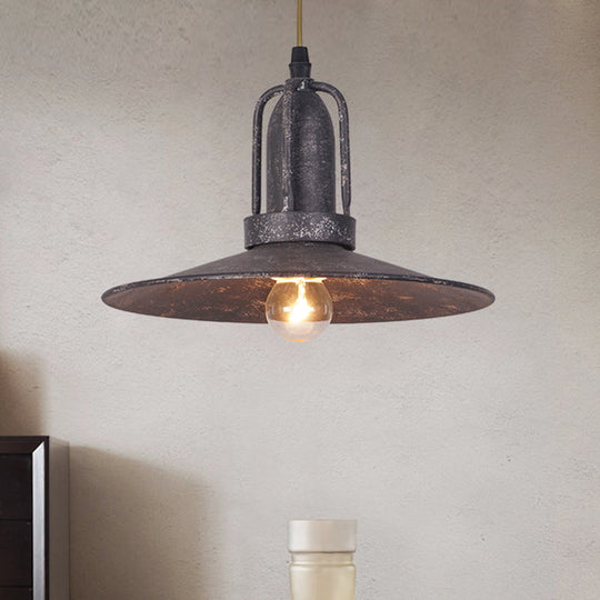 Rustic Metallic Saucer Shade Ceiling Pendant For Coffee Shop Lighting Rust