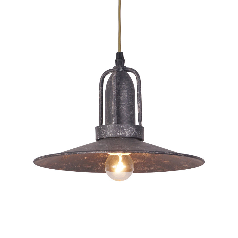 Rustic Metallic Hanging Light Fixture with Saucer Shade - Ideal for Coffee Shop