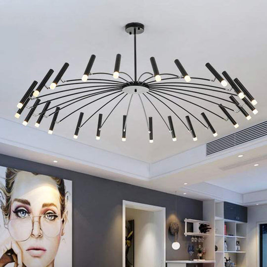 Adjustable Linear Shade Chandelier - Modern Metal Ceiling Light (12/24 Lights) In Black/Rose Gold