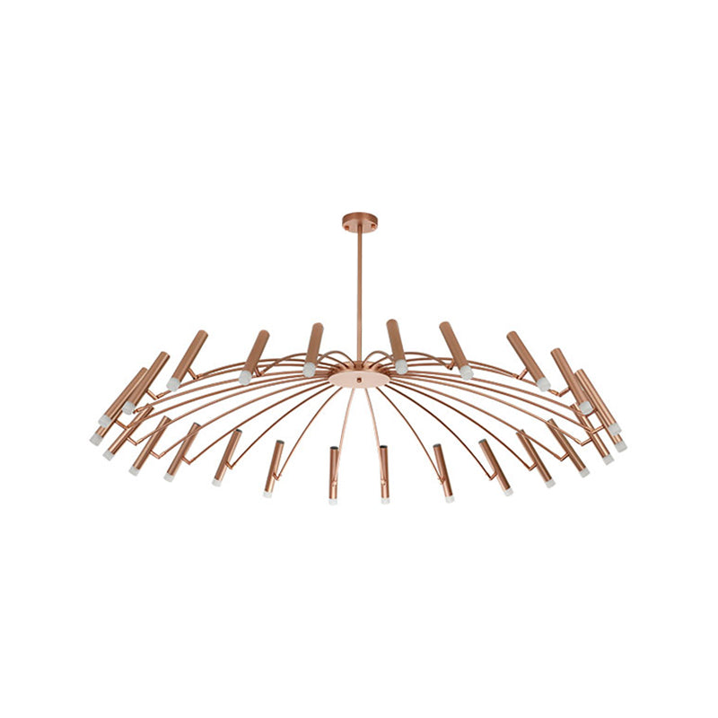 Adjustable Linear Shade Chandelier - Modern Metal Ceiling Light (12/24 Lights) In Black/Rose Gold