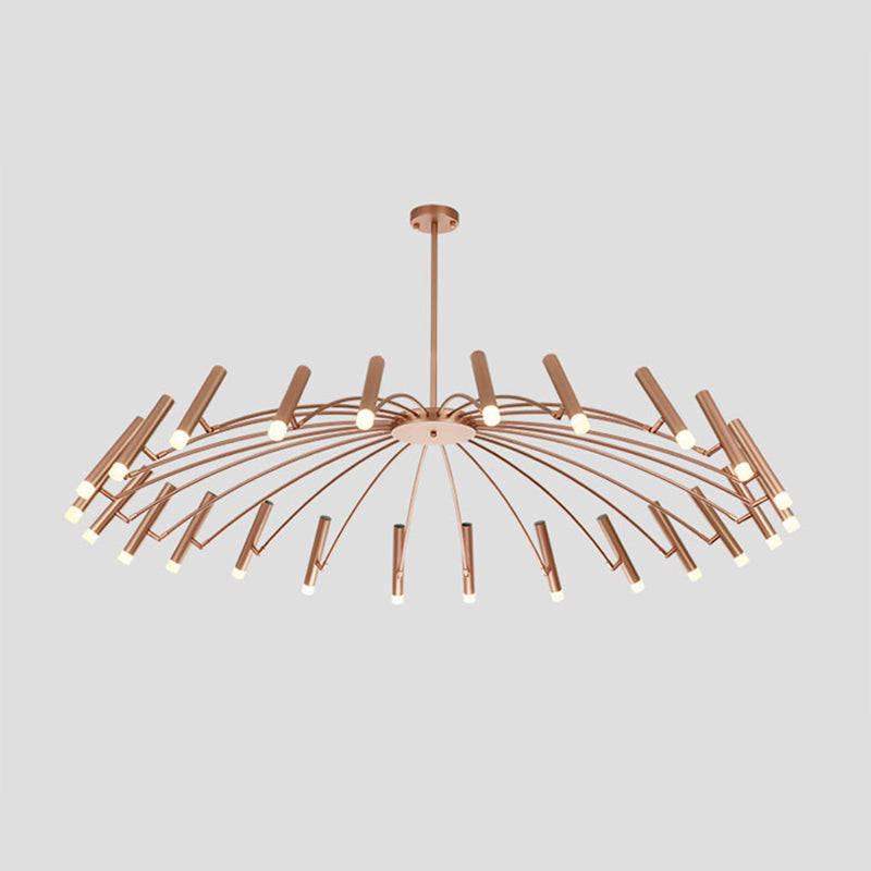 Adjustable Linear Shade Chandelier - Modern Metal Ceiling Light (12/24 Lights) In Black/Rose Gold