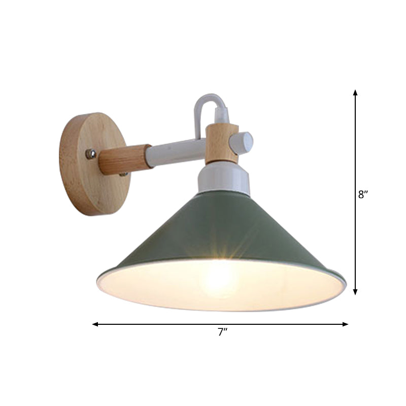 Nordic Style Single Head Metal Funnel Wall Sconce Light For Restaurant & Bedroom