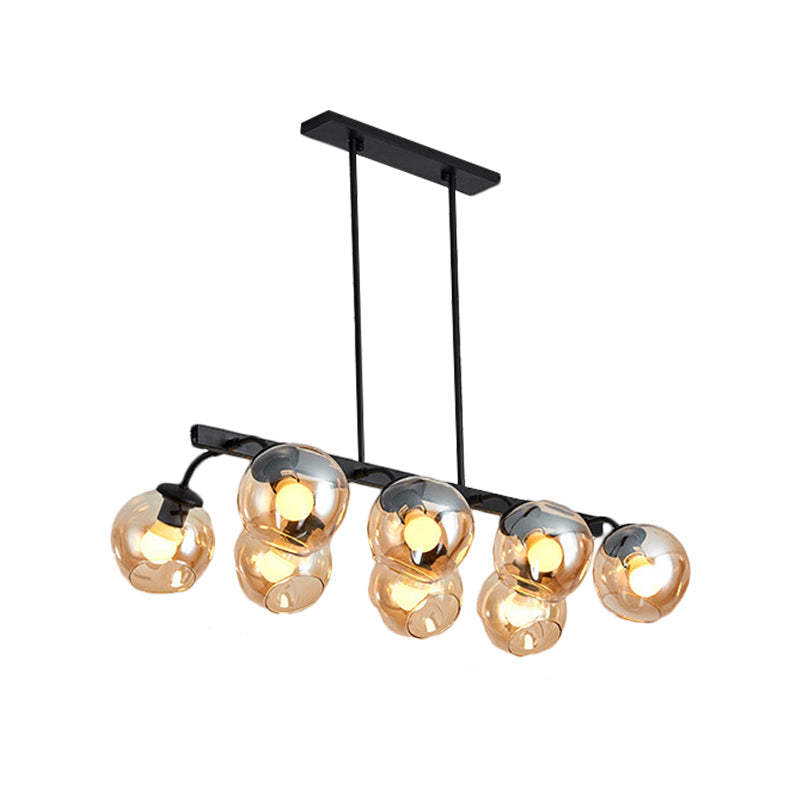 6/8-Light Modern Pendant With Black Orb Shade For Kitchen And Dining Room