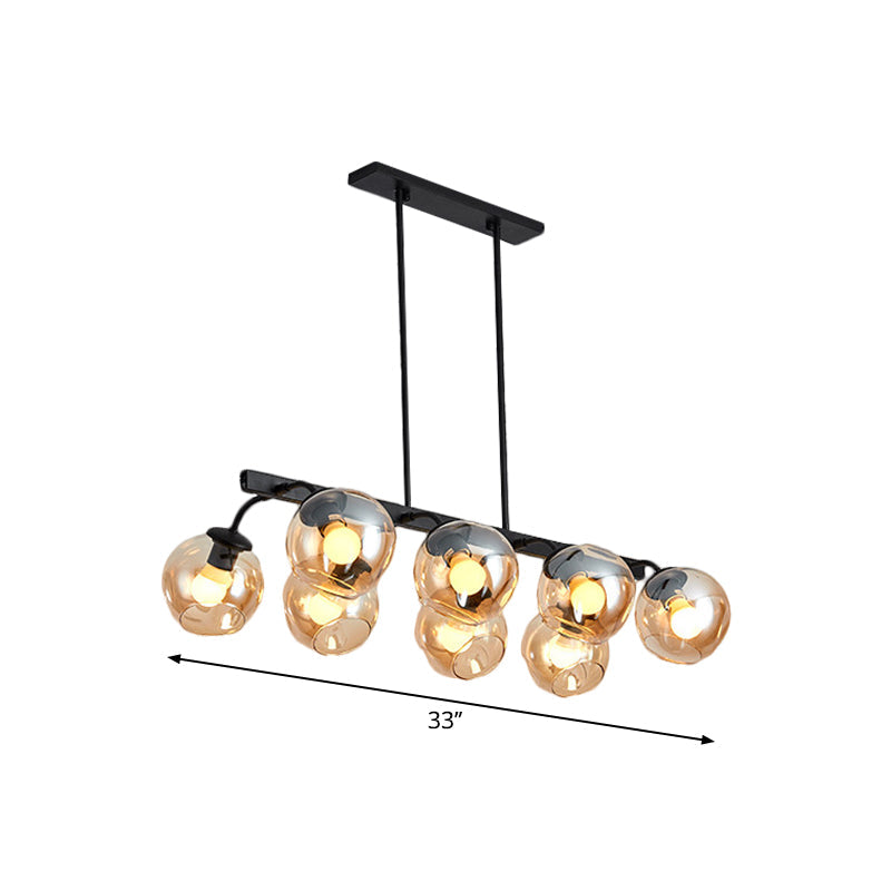 6/8-Light Modern Pendant With Black Orb Shade For Kitchen And Dining Room