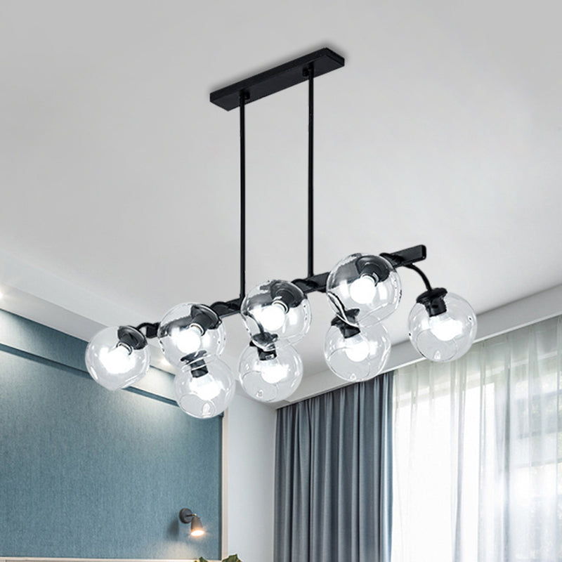 6/8-Light Modern Pendant With Black Orb Shade For Kitchen And Dining Room