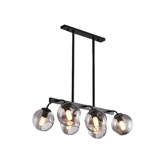 6/8-Light Modern Pendant With Black Orb Shade For Kitchen And Dining Room