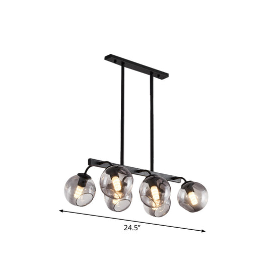 6/8-Light Modern Pendant With Black Orb Shade For Kitchen And Dining Room