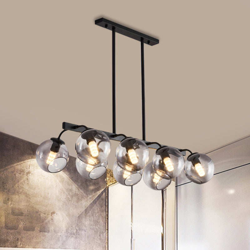 6/8-Light Modern Pendant With Black Orb Shade For Kitchen And Dining Room