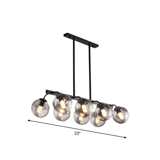 6/8-Light Modern Pendant With Black Orb Shade For Kitchen And Dining Room