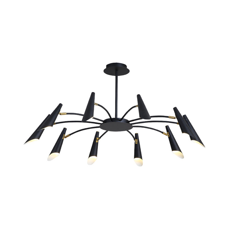 10-Head Metallic Chandelier Ceiling Lamp: Contemporary Black/White Light