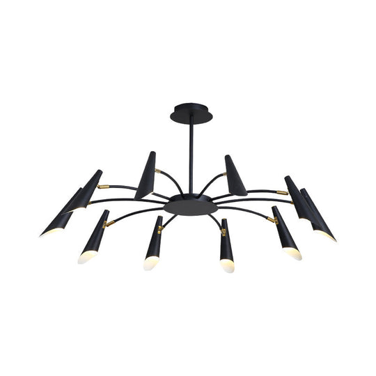 10-Head Metallic Chandelier Ceiling Lamp: Contemporary Black/White Light