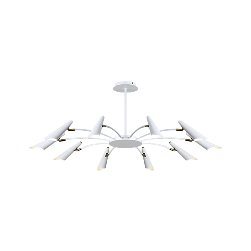 10-Head Metallic Chandelier Ceiling Lamp: Contemporary Black/White Light