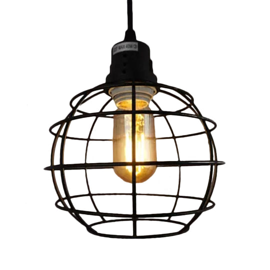 Stylish Black Metal Pendant Lamp with Global Shade - Perfect for Nautical Themes & Balcony Lighting