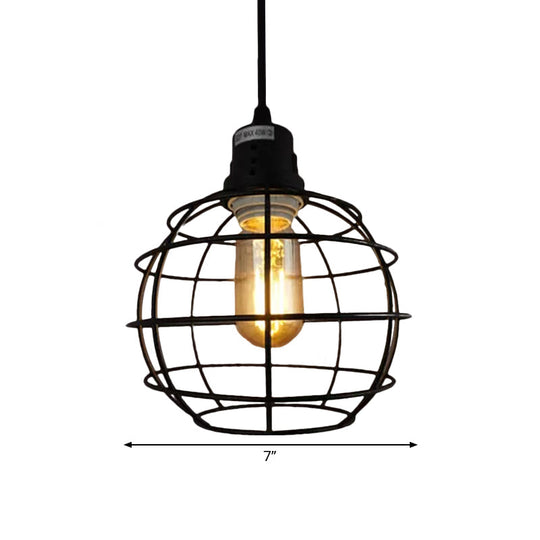 Stylish Black Metal Pendant Lamp with Global Shade - Perfect for Nautical Themes & Balcony Lighting