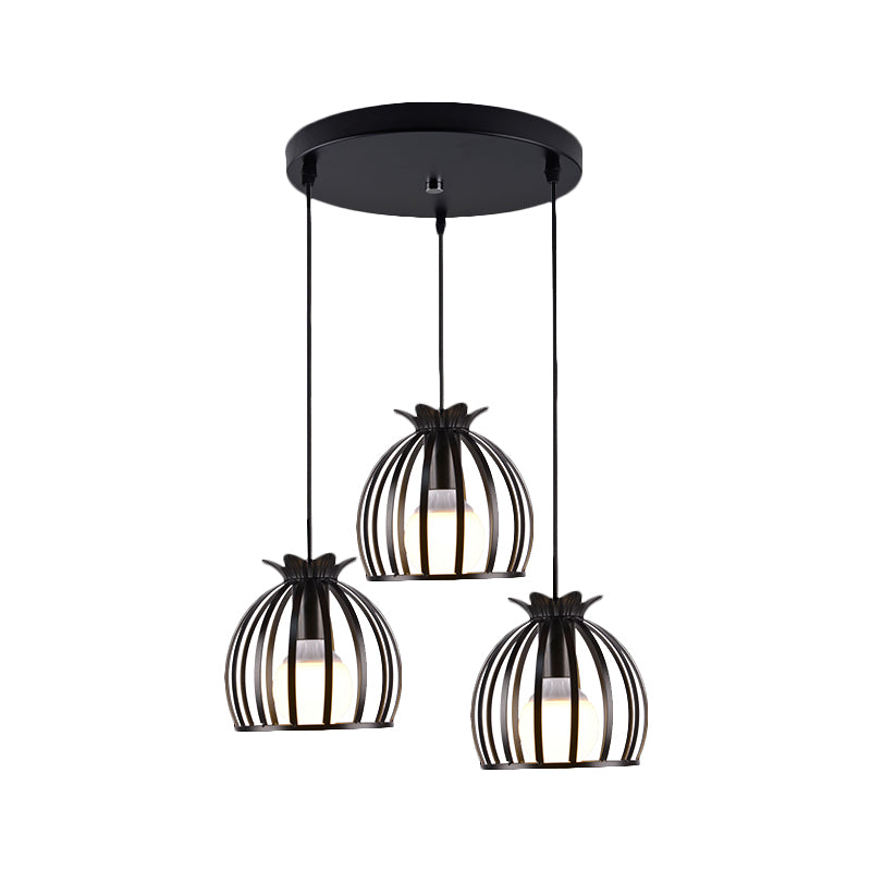 Loft Style Dome Cage Pendant Light with Hanging Head - Black/White - Perfect for Living Room