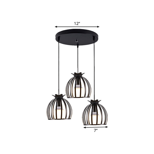 Loft Style Dome Cage Pendant Light with Hanging Head - Black/White - Perfect for Living Room