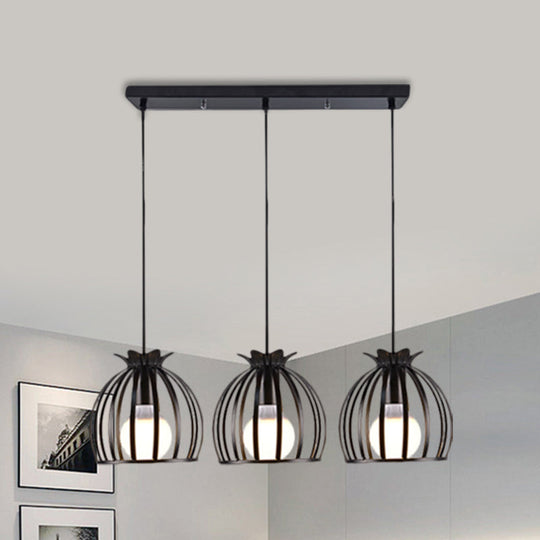 Loft Style Dome Cage Pendant Light with Hanging Head - Black/White - Perfect for Living Room