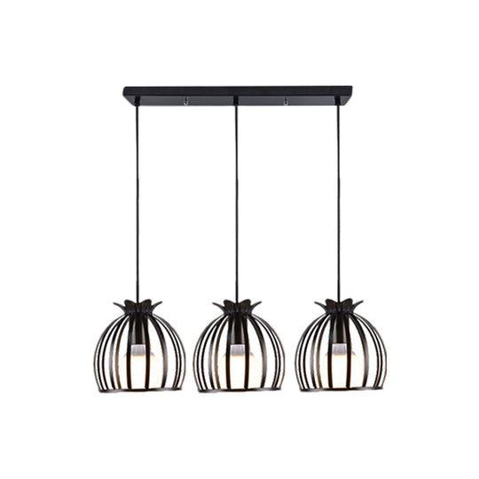 Loft Style Dome Cage Pendant Light with Hanging Head - Black/White - Perfect for Living Room