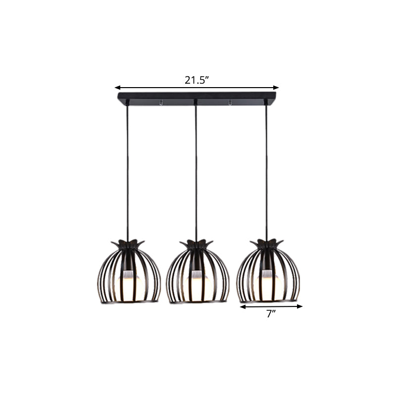 Loft Style Dome Cage Pendant Light with Hanging Head - Black/White - Perfect for Living Room