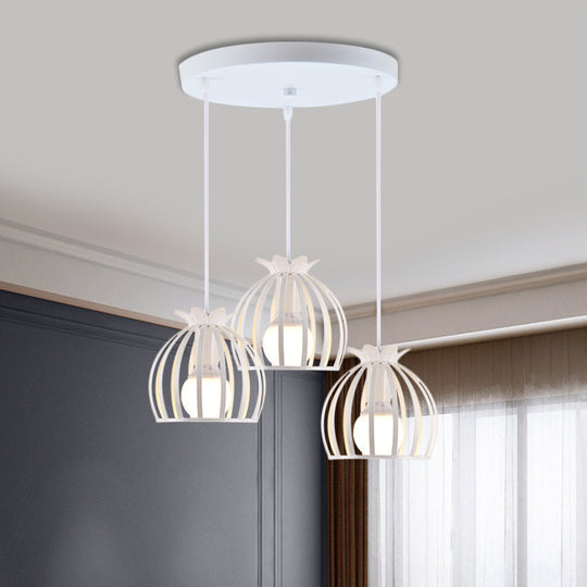 Loft Style Dome Cage Pendant Light with Hanging Head - Black/White - Perfect for Living Room