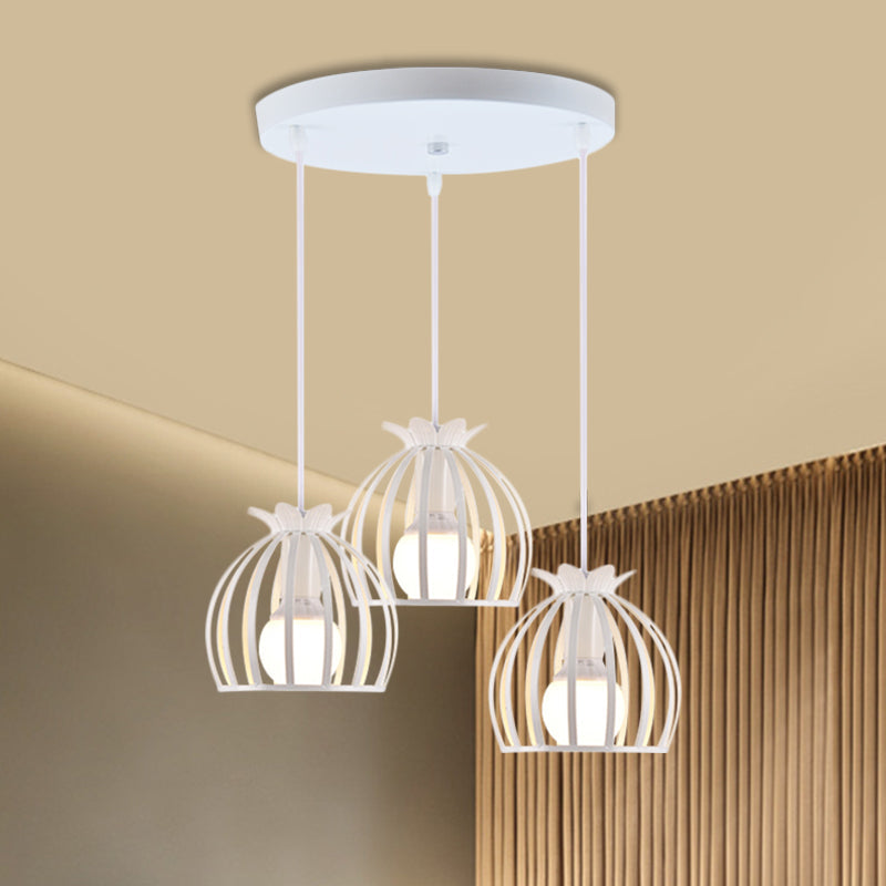 Loft Style Dome Cage Pendant Light with Hanging Head - Black/White - Perfect for Living Room