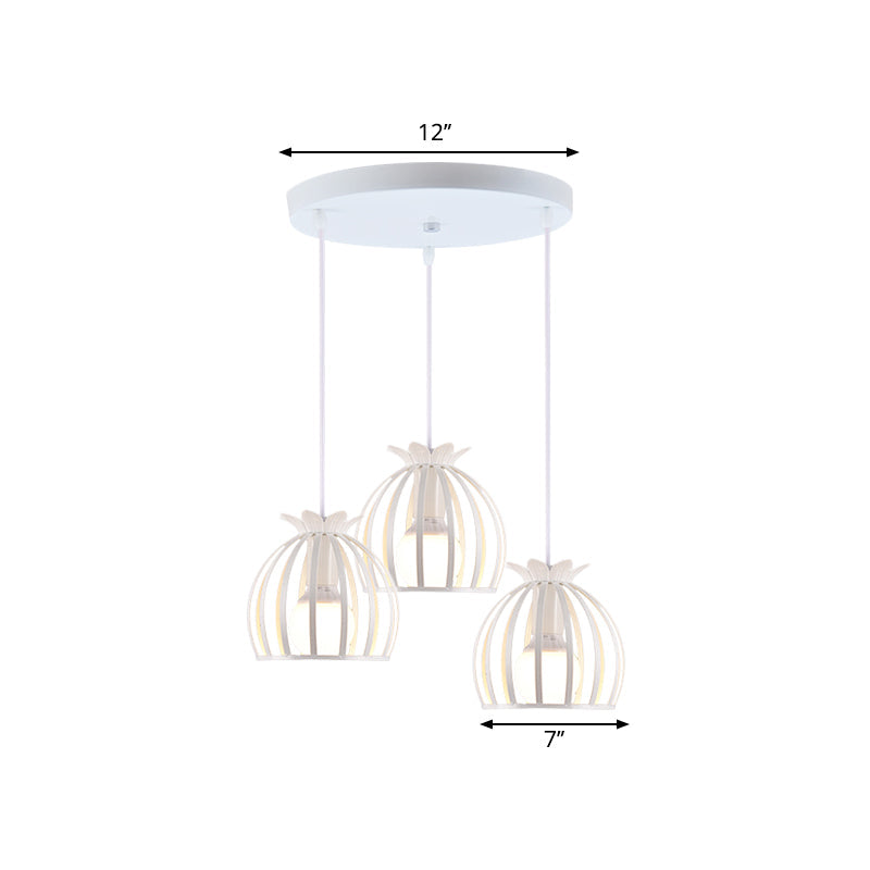 Loft Style Dome Cage Pendant Light with Hanging Head - Black/White - Perfect for Living Room