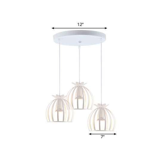 Loft Style Dome Cage Pendant Light with Hanging Head - Black/White - Perfect for Living Room