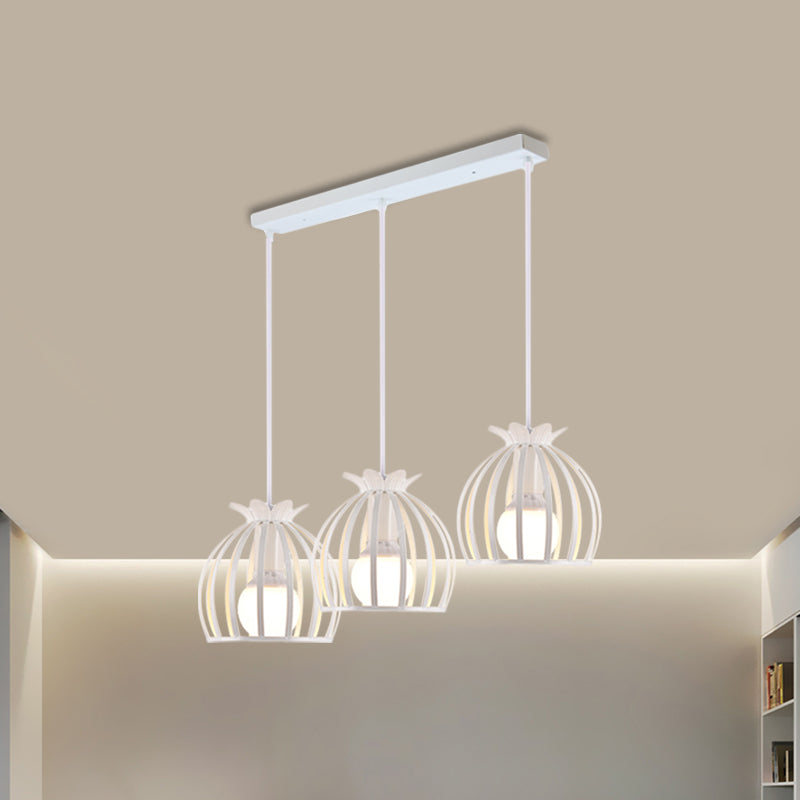 Loft Style Dome Cage Pendant Light with Hanging Head - Black/White - Perfect for Living Room